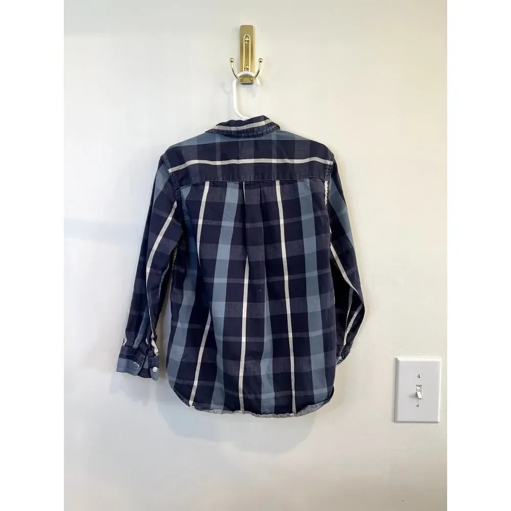 Polo Ralph Lauren Boys Plaid Button Down Shirt 6 Blue Classic Preppy Long Sleeve